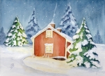 Postkarte DIN-A6 Haus im Winter SW7